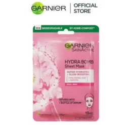 GARNIER SKIN ACTIVE HYDRA BOMB SAKURA TISSUE FACE MASK,HYDRATING AND GLOW BOOSTING 28g