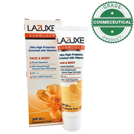 Lazuxe Spf 60+ Sunblock 45Ml Ultra High Protection Enriched With Vitamins