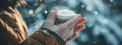 A Person Applying Soothing, Hydrating Lotion To Their Dry And Irritated Skin On A Cold Winter Day.