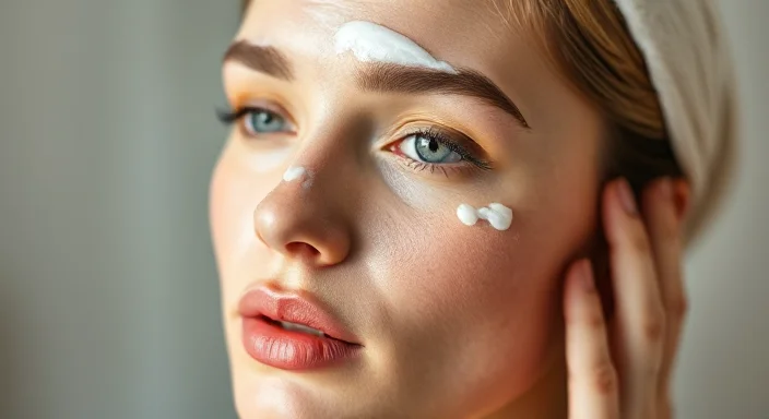 a woman with cream on her face